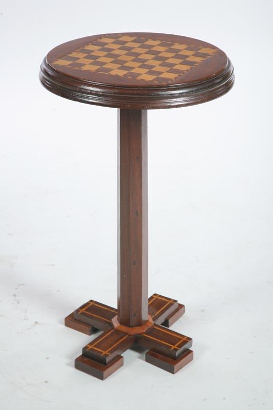 Appraisal: FERN STAND Walnut having an inlaid checkerboard on top surrounded