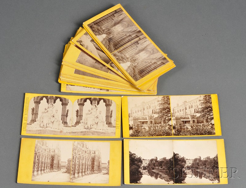 Appraisal: Nineteen Mixed Stereo Views on yellow card mounts including an