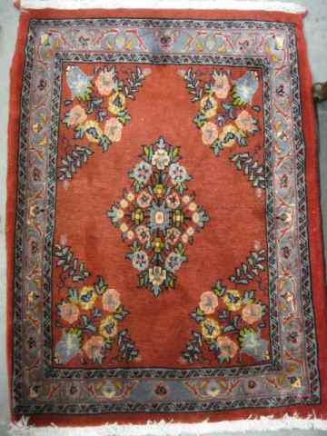 Appraisal: Mahal Persian Handmade Mat floral on red ' x '