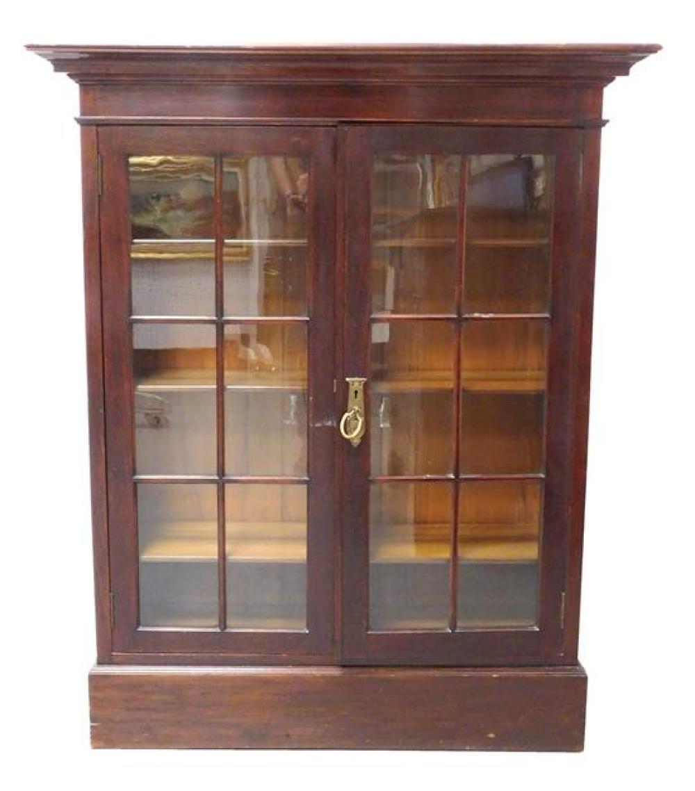 Appraisal: Cabinet with six-pane glass doors molded cornice trim on top