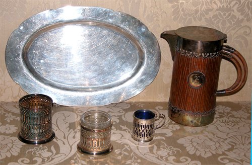 Appraisal: Title pcs assorted silver silver plate comprising oval tray monogrammed