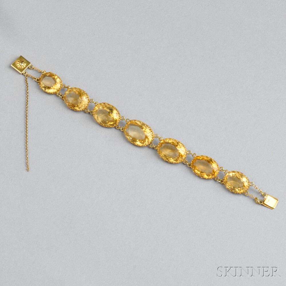 Appraisal: kt Gold and Citrine Bracelet set with seven citrines graduating