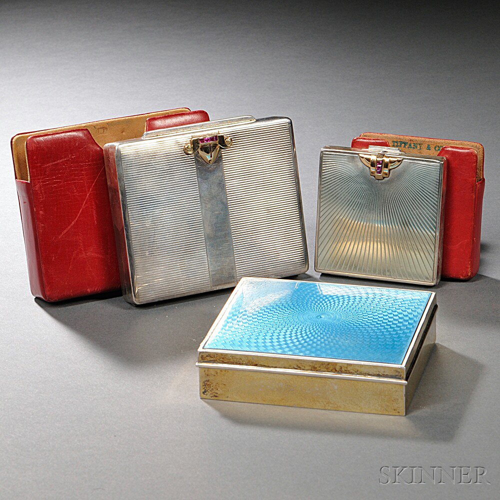 Appraisal: Three American Sterling Silver Cases th century two mounted with