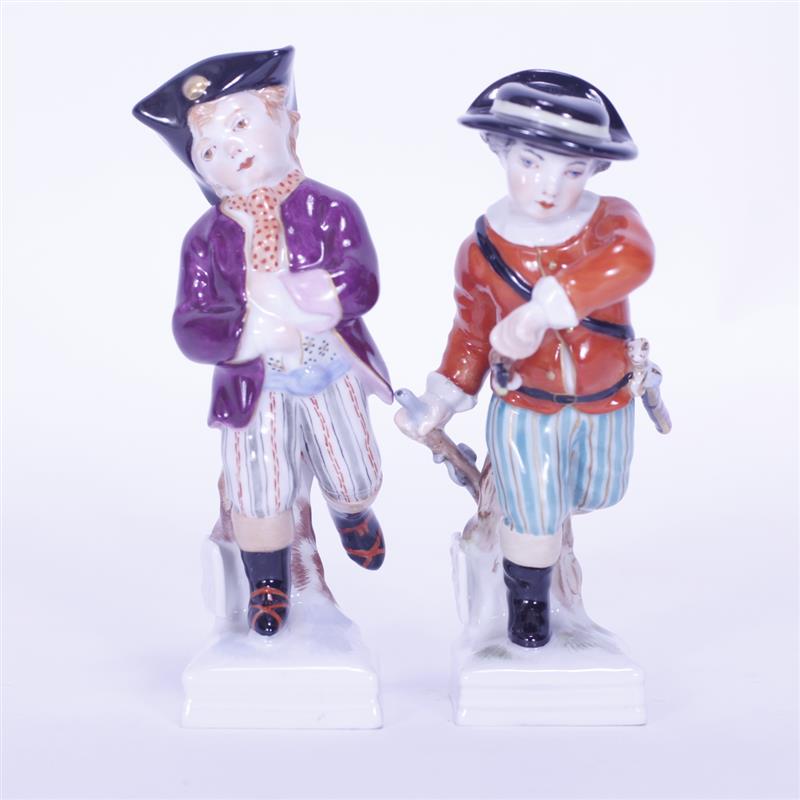 Appraisal: Two KPM German Porcelain Child Cavalier Figurines Both with red