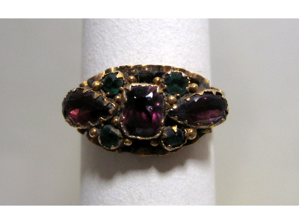 Appraisal: Victorian ct gold almandine garnet and emerald set dress ring