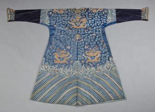 Appraisal: Chinese Embroidered Blue Silk Robe early th c with intricate