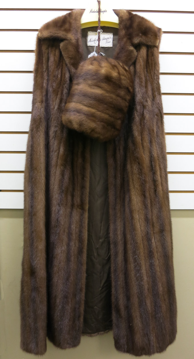 Appraisal: LADY'S FULL LENGTH MINK VEST WITH MUFF brown fur four