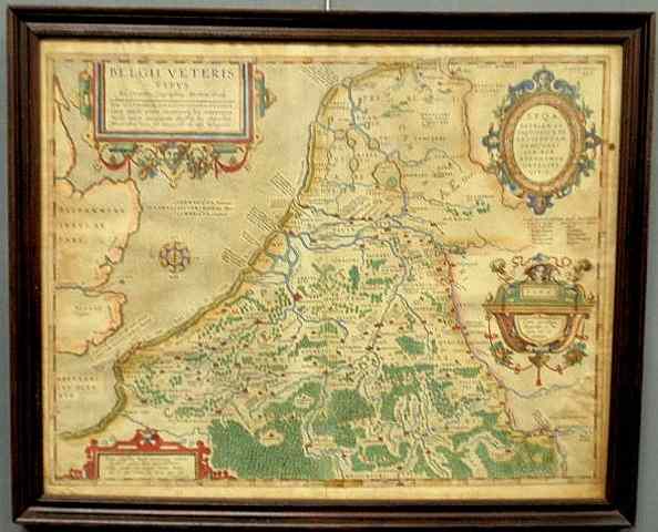 Appraisal: Early Abraham Ortelius hand-colored map of the Low Countries Belgium