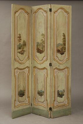 Appraisal: Italian Painted Three-Panel Folding Screen x in