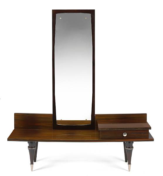 Appraisal: An Art Deco macassar ebony mirrored vanity s height ft