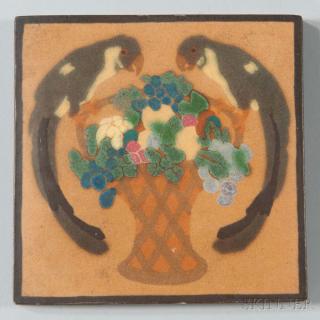 Appraisal: Decorated Marblehead Pottery Tile Glazed ceramic Marblehead Massachusetts early th