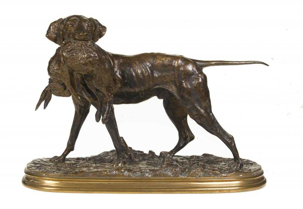 Appraisal: A FRENCH BRONZE SCULPTURE OF CHIEN BRAQUE AFTER PIERRE JULES