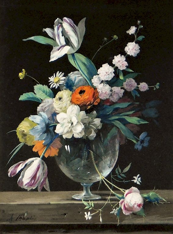 Appraisal: Arthur Chaplin WC Floral Still Life Painting France - Depicting