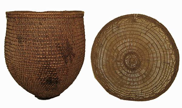 Appraisal: Two Western utilitarian baskets A Paiute burden basket and a