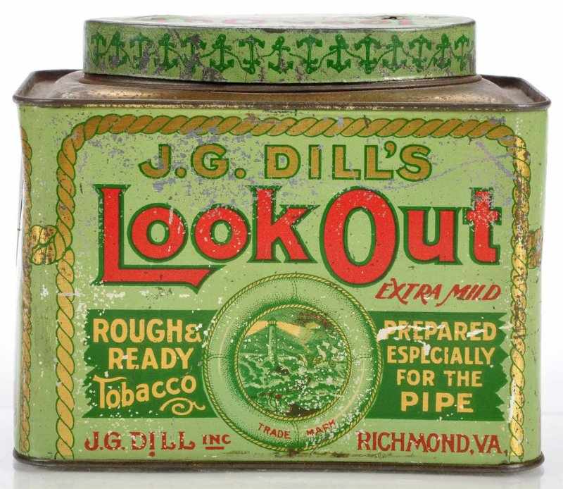 Appraisal: Look Out Tobacco Slip Top Tin Description Scarce bright green