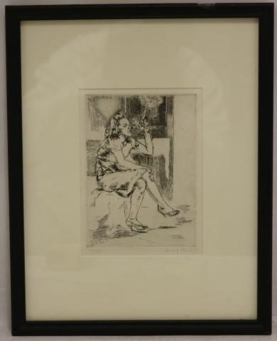 Appraisal: ISABEL WOLFF BISHOP - NY OHIO ETCHING TITLED GIRL BLOWING