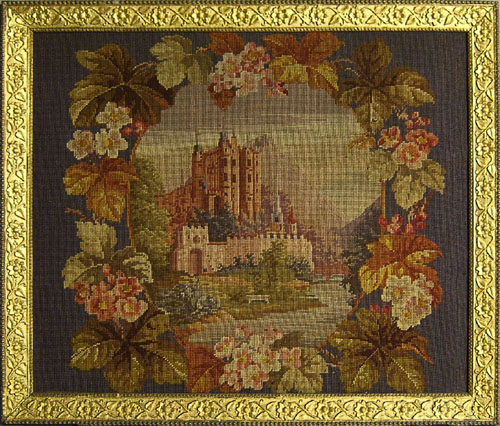 Appraisal: Needlework picture of a castle x