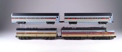 Appraisal: MODERN LIONEL ERIE LACKAWANNA ABA locos and matching passenger coaches