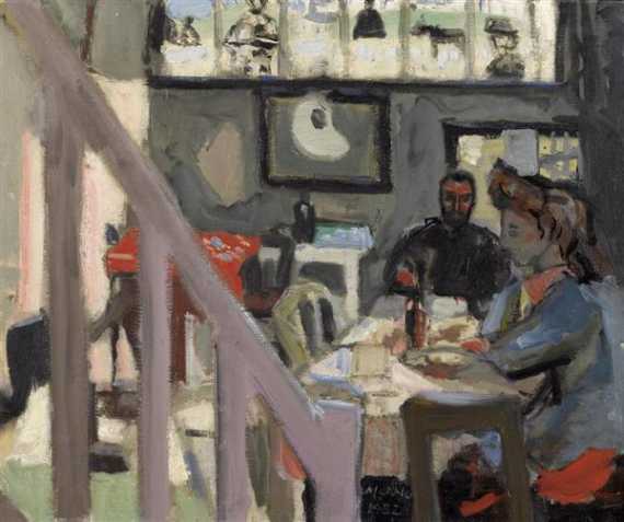 Appraisal: GUBLER MAX Zurich Interior At the dining table Oil on