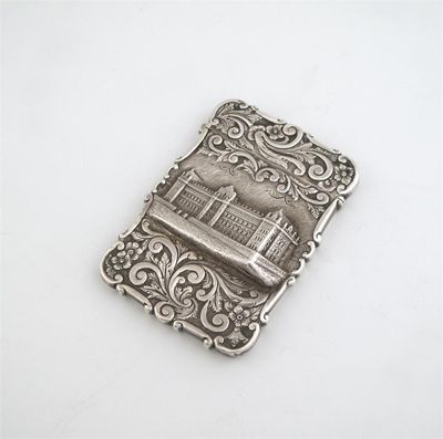 Appraisal: A rare Victorian embossed 'castletop' card case with an atypical