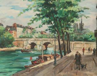 Appraisal: DELCASSE IMPRESSIONIST PARIS OIL ON CANVAS BOARD STREET SCENE PAINTING