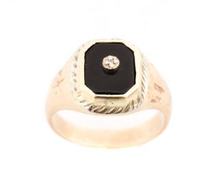 Appraisal: Vintage Onyx Diamond Class Ring Griffin H S A vintage