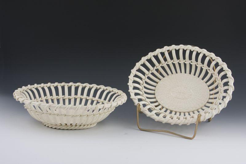 Appraisal: Pair of Wedgewood Creamware Baskets th c oval form with