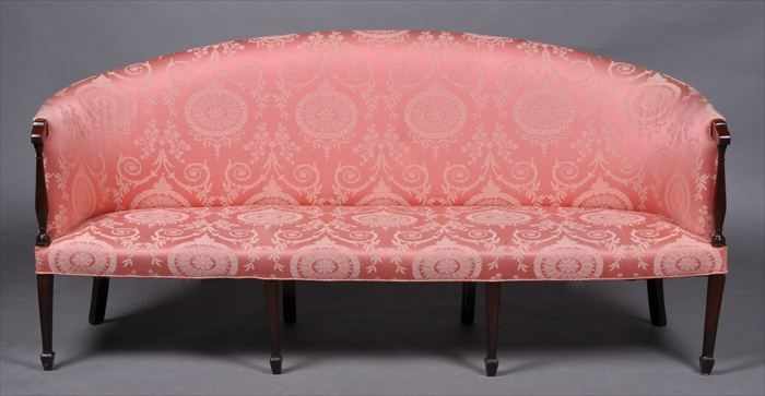 Appraisal: FEDERAL-STYLE CARVED MAHOGANY BOW-BACK SETTEE The bow back continuing into