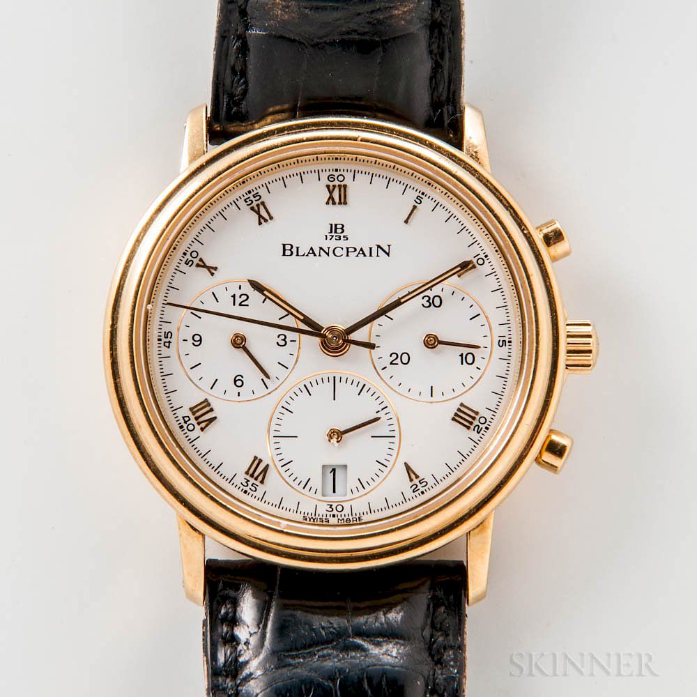 Appraisal: Blancpain kt Gold Villeret Chronograph Wristwatch Blancpain kt Gold Villeret