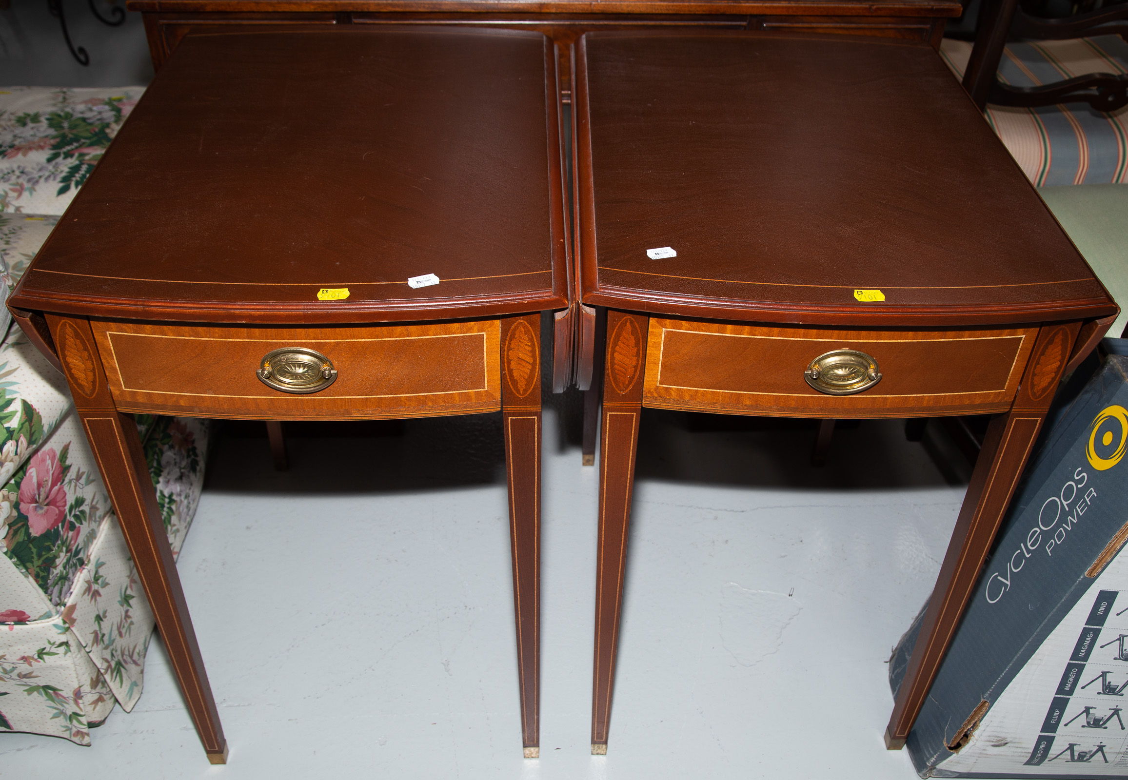 Appraisal: A PAIR OF MAHOGANY HEPPLEWHITE STYLE END TABLES rd quarter