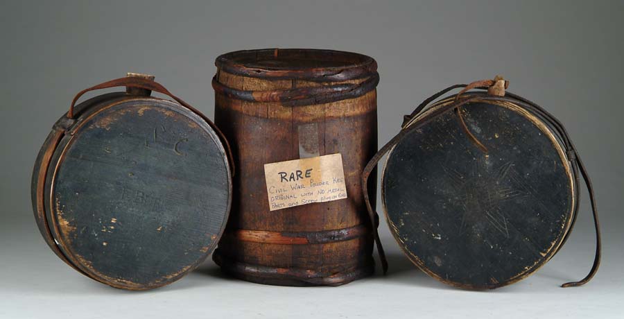 Appraisal: LOT OF TWO CANTEENS A POWDER KEG - diam bentwood