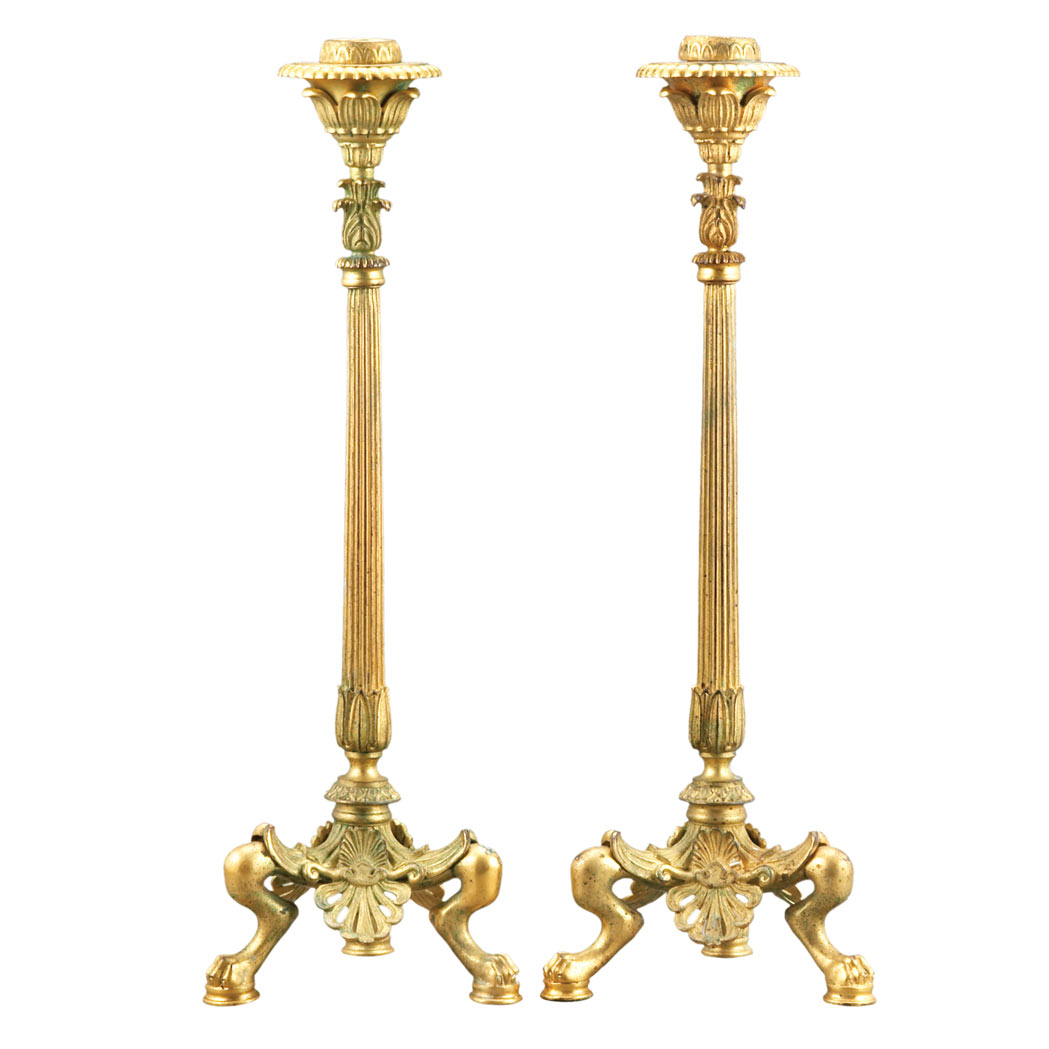 Appraisal: Pair of Louis Philippe Gilt-Bronze Candlesticks Mid th century Each