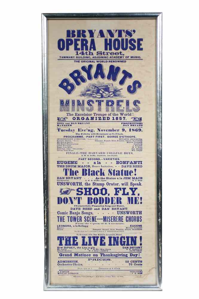 Appraisal: THEATRE POSTER - Bryant's Opera House th Street Tammany Building