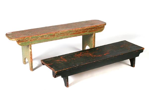 Appraisal: A group of two mixed and painted wood benches height