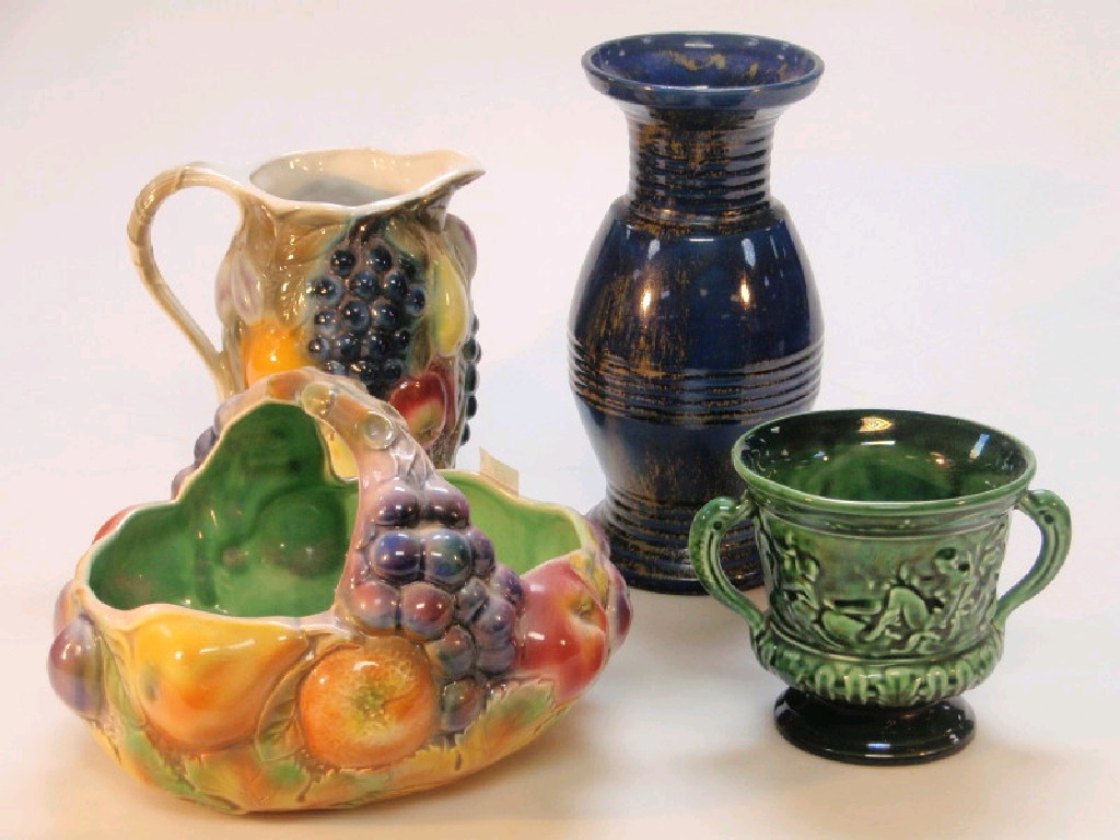 Appraisal: A Sylvac fruit basket a blue baluster vase and a