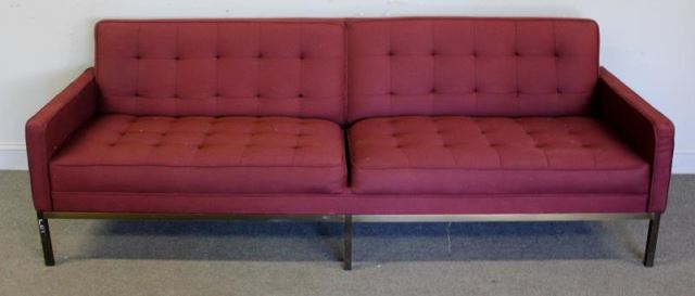 Appraisal: Midcentury Florence Knoll Sofa City of Tulsa metal tag to