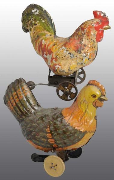 Appraisal: Lot of Tin Rooster Wind-Up Toys Description German Includes one