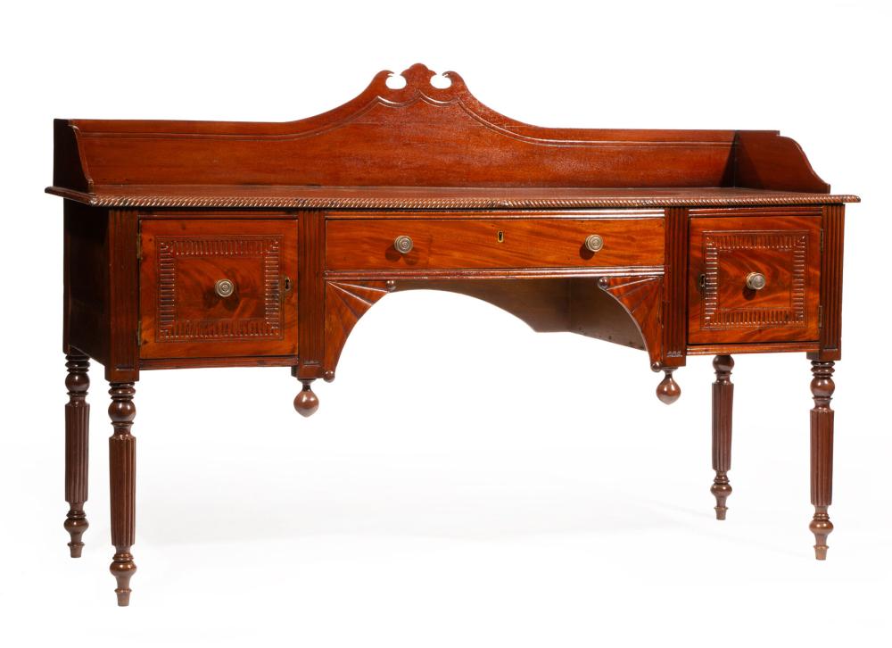 Appraisal: William IV Carved Mahogany Sideboard c manner of Gillows shaped