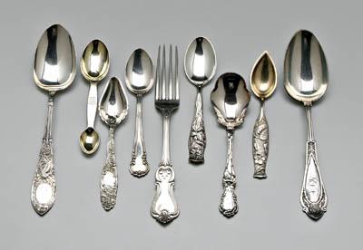 Appraisal: pieces silver flatware sterling George W Shiebler Flora teaspoons Whiting