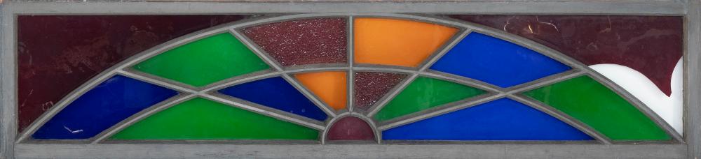 Appraisal: ARCHITECTURAL WINDOW INSET WITH STAINED GLASS PANELS TH CENTURY HEIGHT