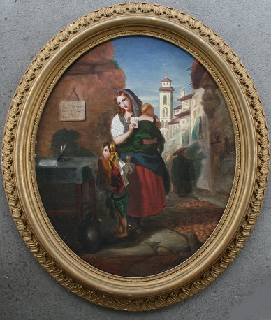 Appraisal: SPANISH GENRE PAINTING OF MOTHER CHILD Oil Canvas depicts mother