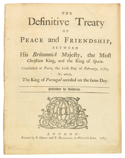 Appraisal: FRENCH AND INDIAN WAR The Definitive Treaty of Peace and