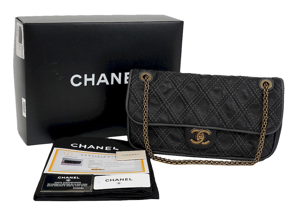 Appraisal: Chanel Lambskin Sac Class Rabat Bag Chanel lambskin double quilted