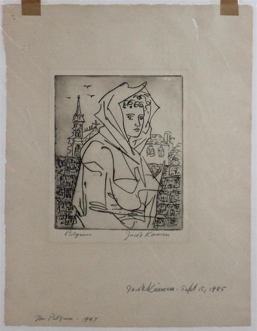 Appraisal: JACOB KAINEN AMERICAN - PILGRIM Etching x in full sheet