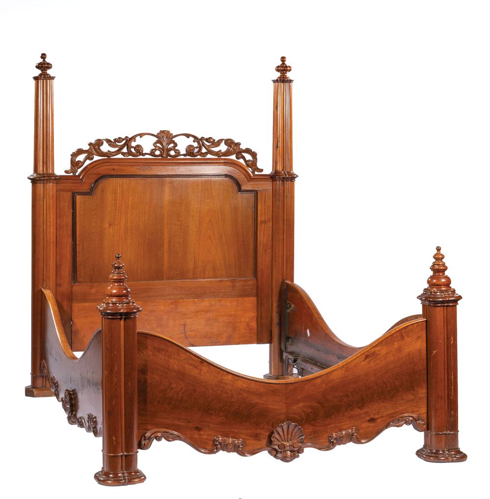 Appraisal: American Rococo Parcel Ebonized Rosewood Bedstead mid- th c attr