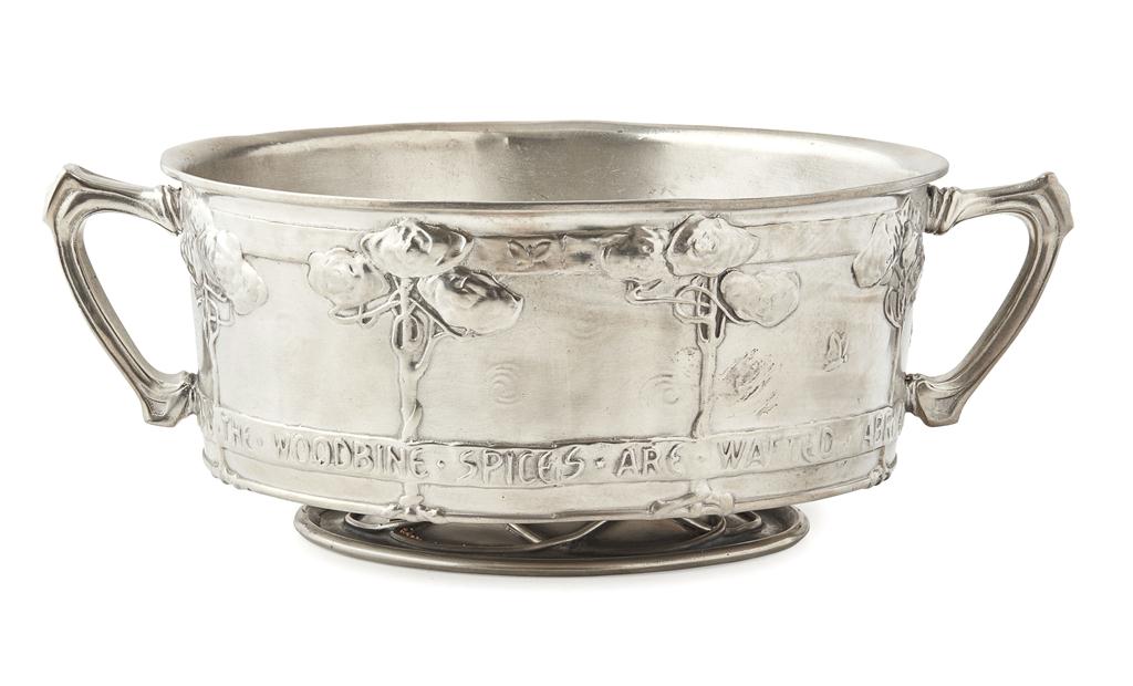 Appraisal: DAVID VEAZEY FOR LIBERTY CO LONDON 'TUDRIC' PEWTER TWIN-HANDLED ROSE