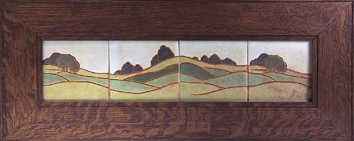 Appraisal: HERMAN MUELLER Attr Four-tile frieze incised with a stylized hilly