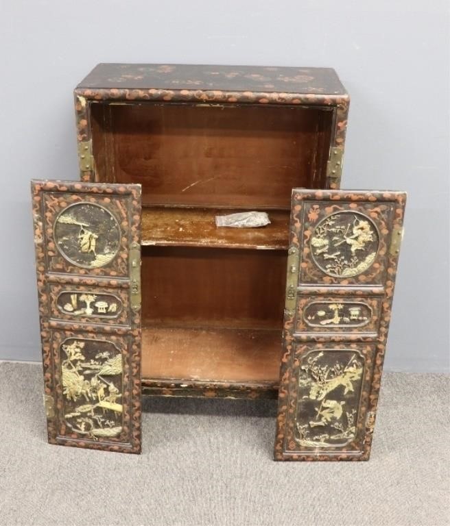 Appraisal: Chinese lacquer cabinet probably th c with Marshall Galleries receipt