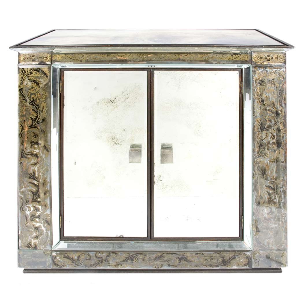 Appraisal: Art Deco Style Mirrored Cabinet Height inches width inches depth