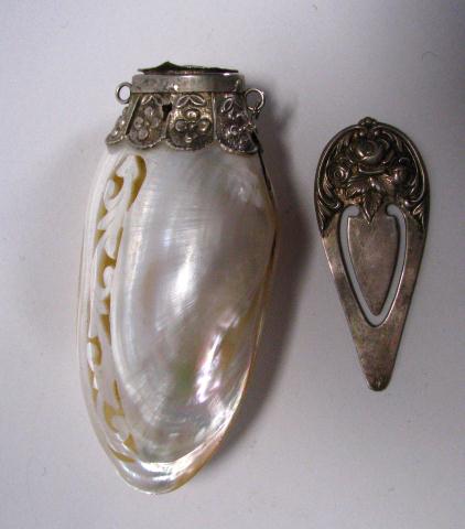 Appraisal: S Kirk Sterling book mark and clam shell mother of